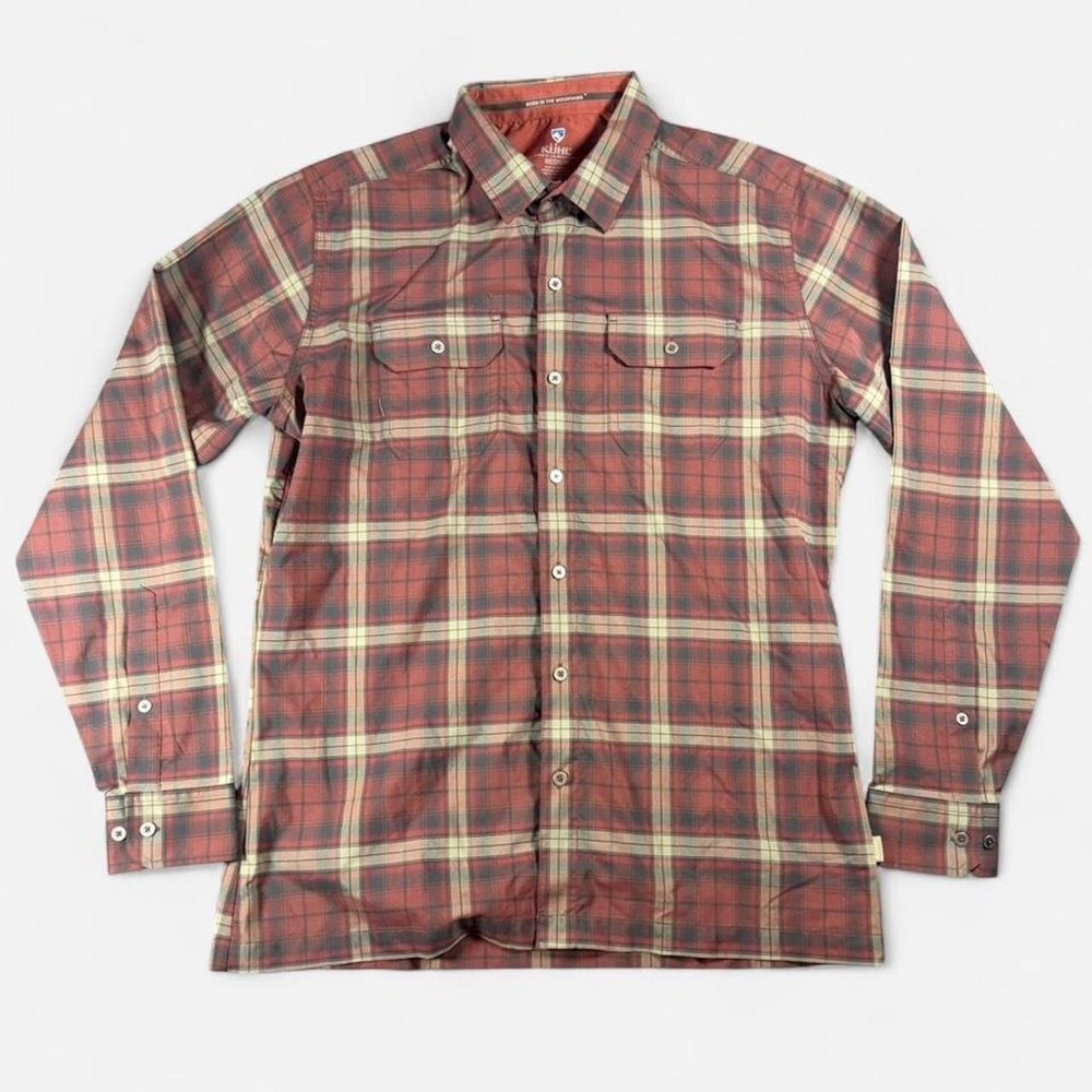 Kuhl Hiking Red/Gray Plaid Button Up Long Sleeve Shirt Lightweight Size M